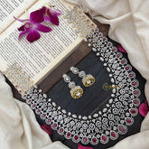 Vriksham Premium Teardrop With Red Accents American Diamond Bridal Haram-G20244